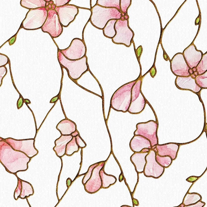 BEAUS TILE UNI Window Film Static Clings Non Adhesive 3D Stained Glass Window Decals UV Protection (Cherry Blossom, 37.4 x 24.4 Inch) - Image 1